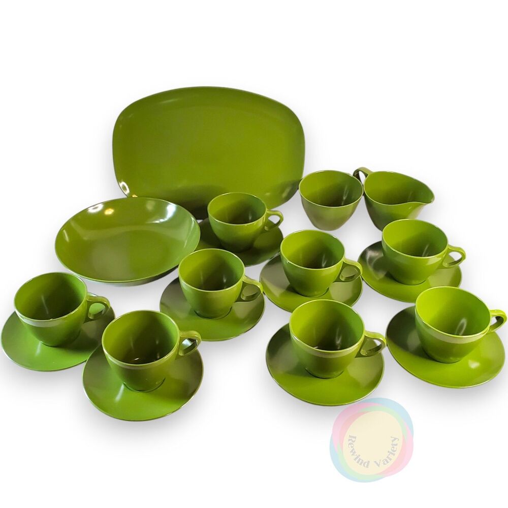 Stetson Royalon Vintage Avocado Green Melamine Set 20pc